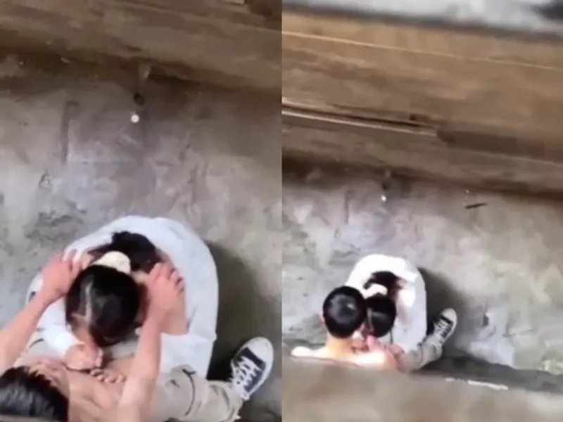 Quay lén nữ sinh mút cò any ở khe nhà